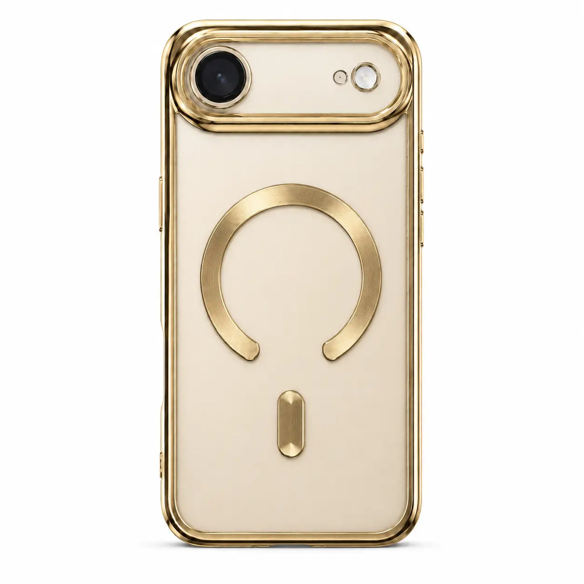 Champagne gold tinted magnetic phone case with single camera openings, shown from the back on white #color_Champagne