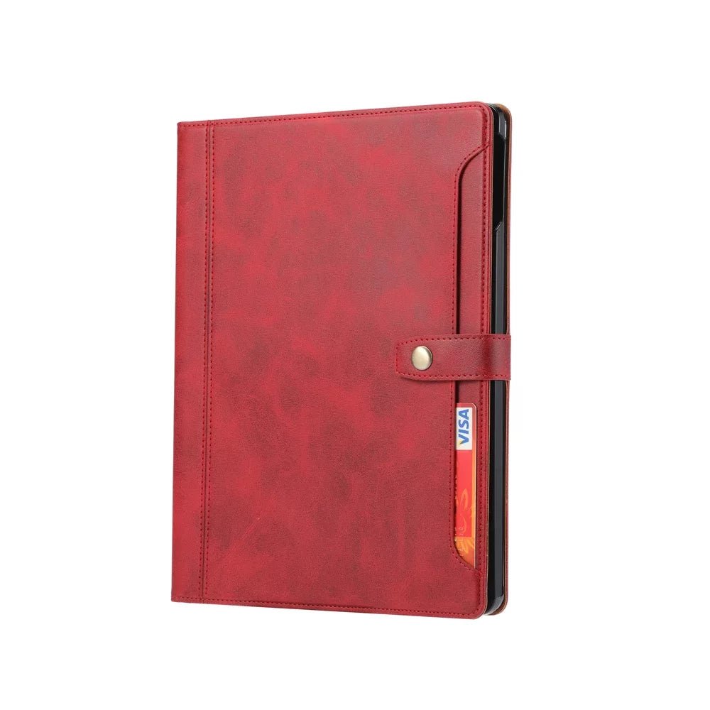 Leather Folio Case with Card Slots & Pencil Holder for iPad