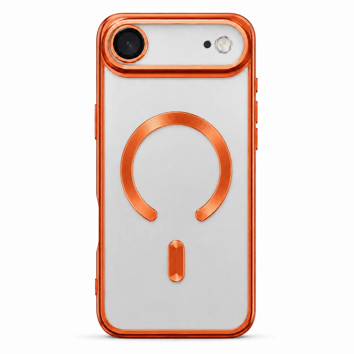 Orange tinted magnetic phone case with single camera openings, shown from the back on white #color_Cosmic Orange