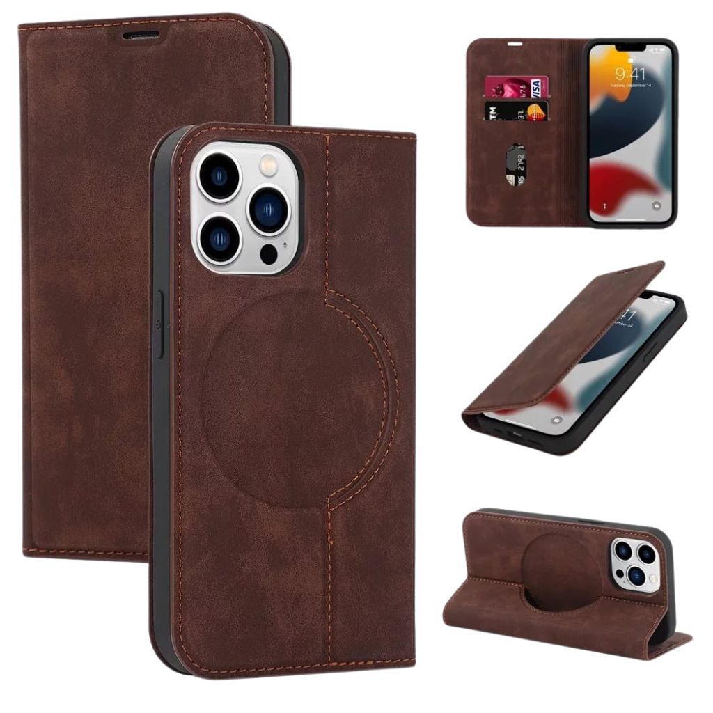 Magnetic Leather Case with Wallet for iPhone