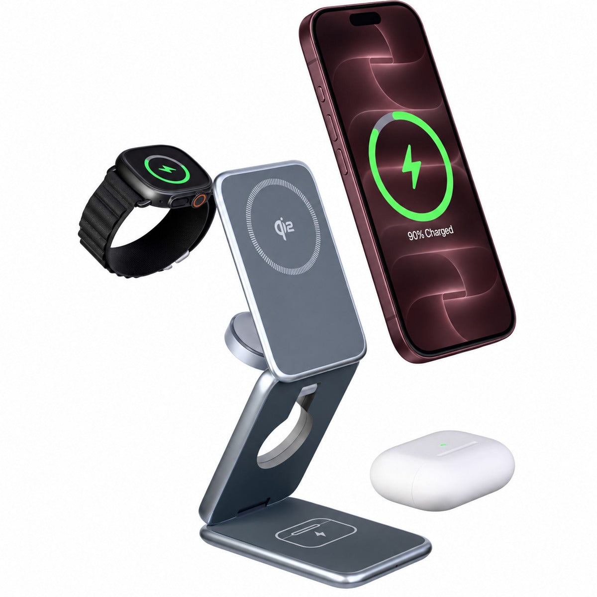 Slim foldable wireless charger designed to replace multiple charging cables.
