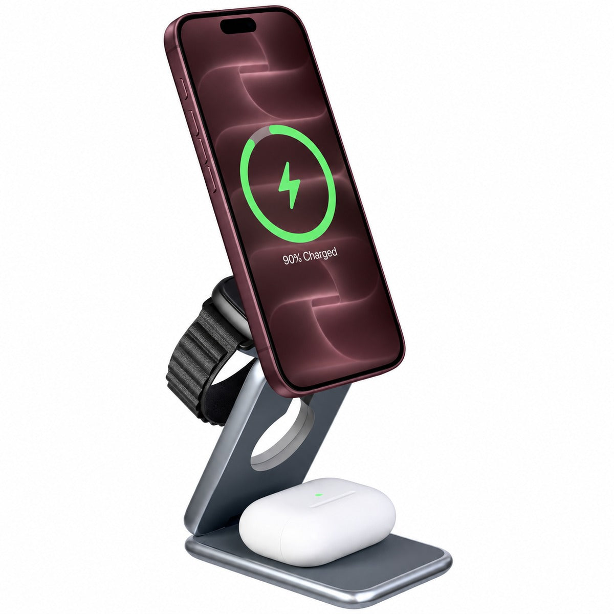 Fold-flat MagSafe charger for travel, work and everyday charging.