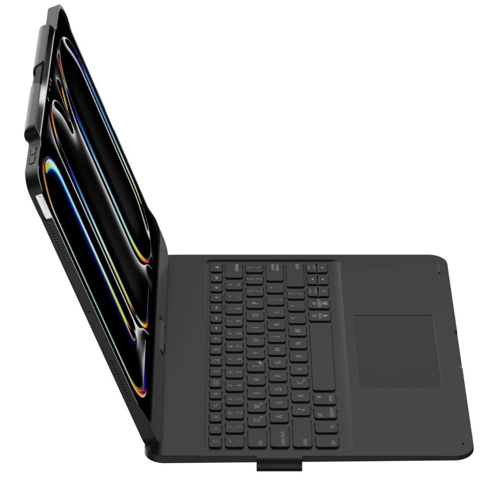 Midnight Black rotating tablet keyboard case shown from a product angle #color_Midnight Black