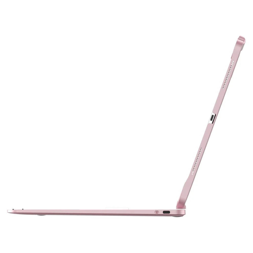 Rose Pink rotating tablet keyboard case shown from a product angle #color_Rose Pink