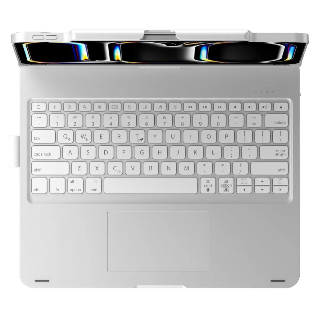 Titanium Silver rotating tablet keyboard case shown from a product angle #color_Titanium Silver