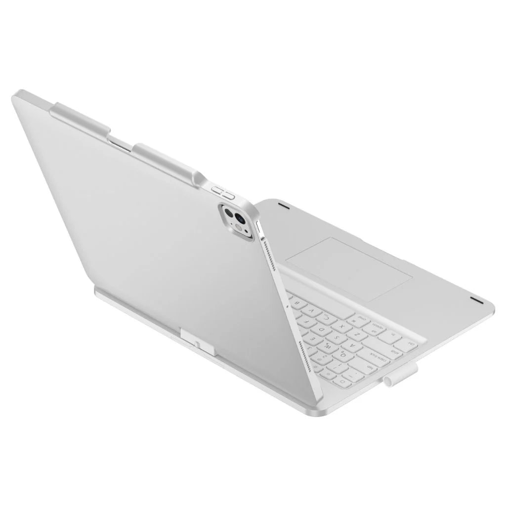 Titanium Silver rotating tablet keyboard case shown from a product angle #color_Titanium Silver